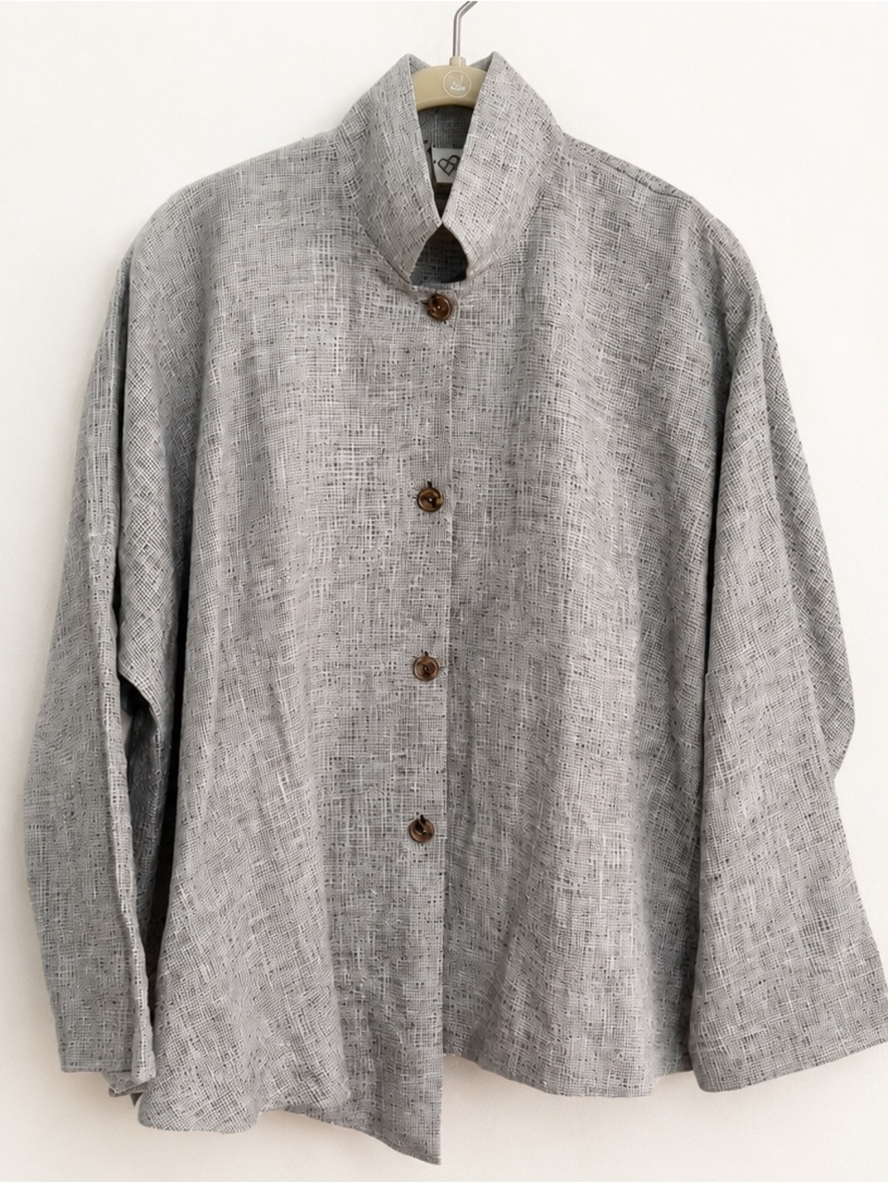 M Square Asymmetrical Black & White Linen Jacket - One Size